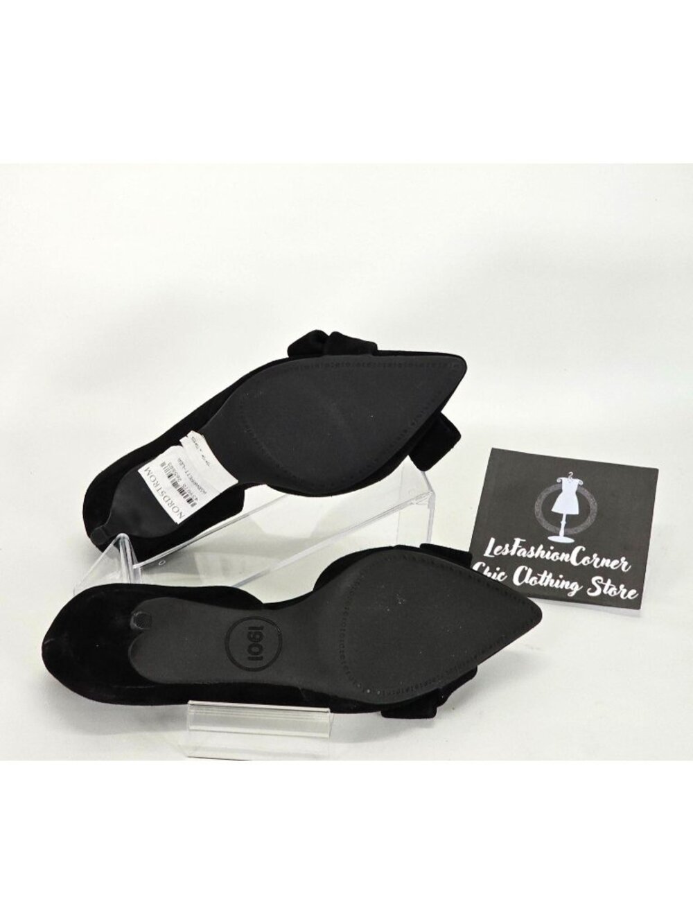 NWT 1901 Women's Black Velvet Barrett Bow Kitten Heels Size 6 1843 - Picture 7 of 15